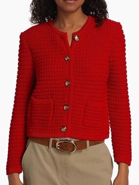 ba&sh Gaspard Knit Cotton-Blend lady Cardigan red women’s size 8